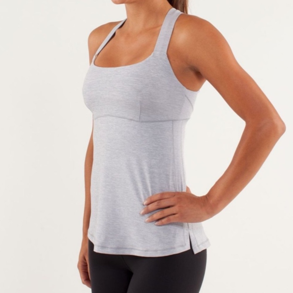 EUC Heather Blue Lululemon Top Speed Racer Back Tank w/Built-In Bra